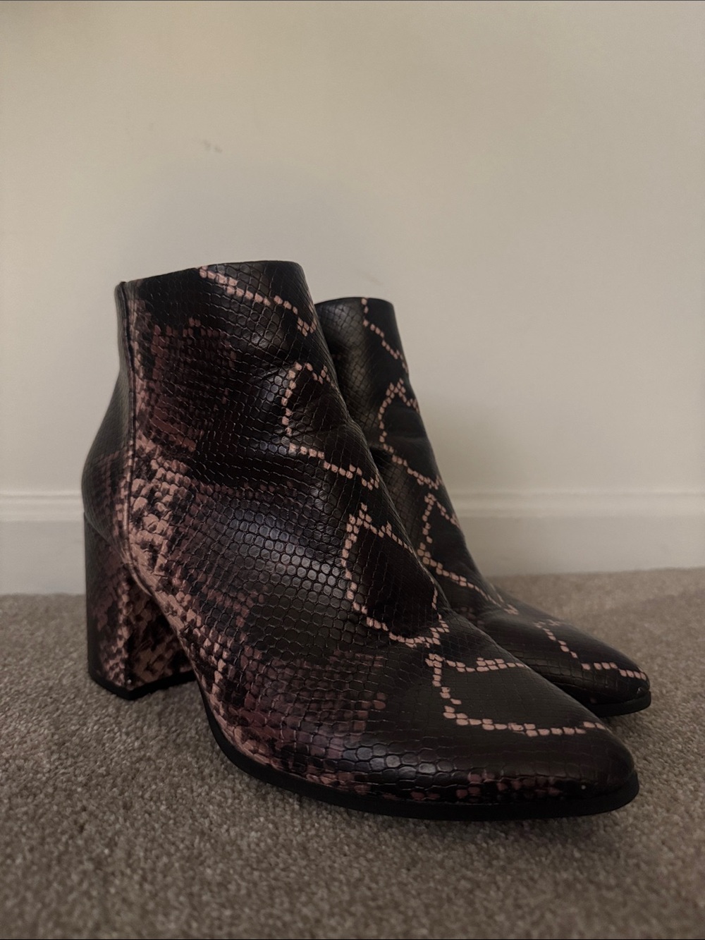 Target: A New Day Snake-Print Block Heel Ankle Booties